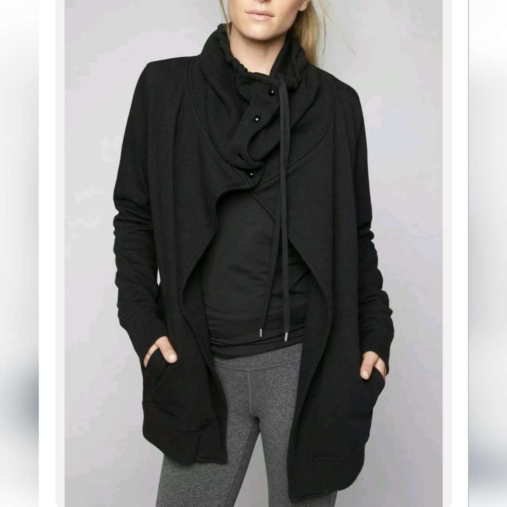 COPY - Athleta Womens Size XS Wrappers Delight Jacket Black 866693 Cotton overs…